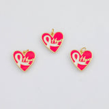 18K Gold PVD Breast Cancer Awareness Silk Ribbon17x18mm s White Gold Charms - Tarnish Resistant
