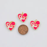 18K Gold PVD Breast Cancer Awareness Silk Ribbon17x18mm s White Gold Charms - Tarnish Resistant