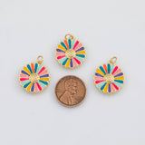 18K Gold PVD Enamel Daisy 18mm s White Gold Charms - Tarnish Resistant