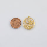 18K Gold PVD Beach Scene Charm 21mm s Gold Charms - Tarnish Resistant