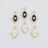 18K Gold PVD Enamel Compass Charm Oval 13x23mm s Gold Charms - Tarnish Resistant