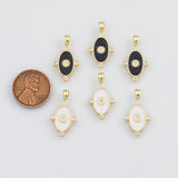 18K Gold PVD Enamel Compass Charm Oval 13x23mm s Gold Charms - Tarnish Resistant