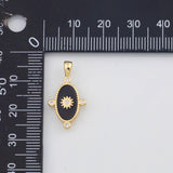 18K Gold PVD Enamel Compass Charm Oval 13x23mm s Gold Charms - Tarnish Resistant