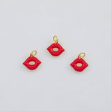 18K Gold PVD Red Lips Enamel Charm 8x11mm s Gold Charms - Tarnish Resistant