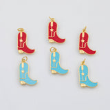 18K Gold PVD Cowboy boots charm enamel - Tarnish Resistant