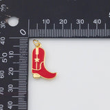 18K Gold PVD Cowboy boots charm enamel - Tarnish Resistant