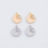 18K Gold PVD 22k sun charm 15mm coin pendant charms - Tarnish Resistant