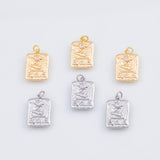 18K Gold PVD 22k Sun Tarot H Palms Holding Sun Tarot Card 12x17mm Charm Pendant Charms - Tarnish Resistant