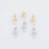 18K Gold PVD Dainty key charm 13x6mm 22k earrings s charm charms - Tarnish Resistant