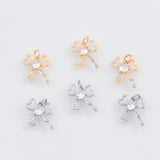 18K Gold PVD Bow Ribbon Charm 13x13mm Heart Bow 22k Pendant Charms - Tarnish Resistant