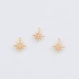 18K Gold PVD Dainty north star charm 9x10mm 22k pendant charms - Tarnish Resistant