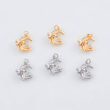 18K Gold PVD 22k moon with bow ribbon charm 15x13mm pendant charms - Tarnish Resistant