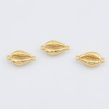 18K Gold PVD Puka cowrie shell connector 8x16mm 22k pendant charms - Tarnish Resistant
