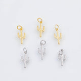 18K Gold PVD 22k cactus charm 7x15mm pendant charms - Tarnish Resistant