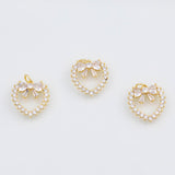 18K Gold PVD Bow heart charm 16x16mm 22k pendant charms - Tarnish Resistant