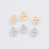 18K Gold PVD Dainty Triangle Face 10x12mm 22k Earrings s Charm Charms - Tarnish Resistant