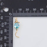 18K Gold PVD Mouse Rat Charm 7x29mm 22k s Gold Charms - Tarnish Resistant