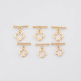 18K Gold PVD Plain Toggle Clasps Clover 12mm 14mm 22k s Gold Charms - Tarnish Resistant