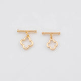 18K Gold PVD Plain Toggle Clasps Clover 12mm 14mm 22k s Gold Charms - Tarnish Resistant
