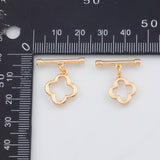 18K Gold PVD Plain Toggle Clasps Clover 12mm 14mm 22k s Gold Charms - Tarnish Resistant