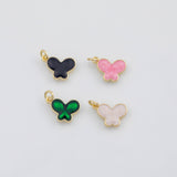 18K Gold PVD Butterfly Charm Enamel charm white pink black green 8x12mm s Gold Charms - Tarnish Resistant