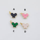 18K Gold PVD Butterfly Charm Enamel charm white pink black green 8x12mm s Gold Charms - Tarnish Resistant