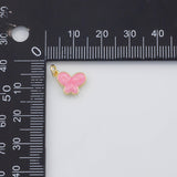 18K Gold PVD Butterfly Charm Enamel charm white pink black green 8x12mm s Gold Charms - Tarnish Resistant