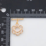 18K Gold PVD Flower Toggle Clasp 15mm 22k s Gold Charms - Tarnish Resistant