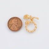 18K Gold PVD Plain Toggle Clasps 14mm 22k s Gold Charms - Tarnish Resistant