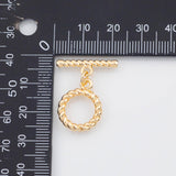 18K Gold PVD Plain Toggle Clasps 15mm 22k s Gold Charms - Tarnish Resistant