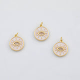 18K Gold PVD Evil eye white enamel charm - Tarnish Resistant