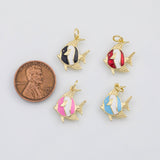 18K Gold PVD Fish charm enamel - Tarnish Resistant