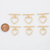 18K Gold PVD 15mm 18mm Heart Toggle Clasp - Tarnish Resistant
