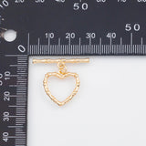 18K Gold pvd 15mm 18mm Heart Toggle Clasp - Tarnish Resistant