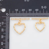 18K Gold pvd 15mm 18mm Heart Toggle Clasp - Tarnish Resistant