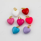 Enamel puffy heart 15x18mm bracelet necklace pendant minimalist charms cz pave 22K Gold Filled