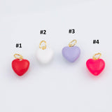 Enamel puffy heart 15x18mm bracelet necklace pendant minimalist charms cz pave 22K Gold Filled