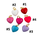 Enamel puffy heart 15x18mm bracelet necklace pendant minimalist charms cz pave 22K Gold Filled