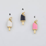 18K Gold PVD Ice Cream Bar Popsicle Icecream 6x18mm s White Gold Charms - Tarnish Resistant