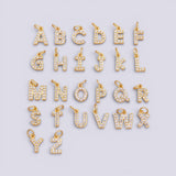 Gold PVD Initials Pave Rhinestone Alphabet letters ABC charm Initial Letter Gold PVD Ion Plated Tarnish Resistant - approx 10x6mm