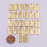 18k GF letters rectangle tag 10x16mm personalized initial charm initial pendant, letter charm minimalist alphabet charm 18K Gold Filled