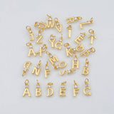 Gold PVD Letter Charms with CZ Stone Initials Tarnish Resistant about 5x12mm hh-h133