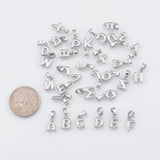 Dainty Silver Puffy Letter Alphabet Initial Charms Tarnish Resistant about 6x9mm