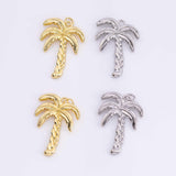 18K Gold PVD Palm Tree Coconut Tree 20x30mm Ocean Beach Charms s White Gold Charms - Tarnish Resistant