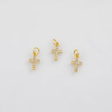 18K Gold PVD Cross Charm 8x12mm Charm s White Gold Charms - Tarnish Resistant