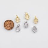 18K Gold PVD Clover Charm 8x12mm Charm s White Gold Charms - Tarnish Resistant