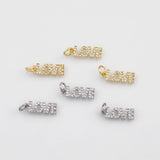 18K Gold PVD Flower Rose Charm 7x26mm s White Gold Charms - Tarnish Resistant