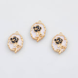 18K Gold PVD Enamel Flower Charms 12x18mm 22k s White Gold Charms - Tarnish Resistant