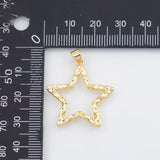 18K Gold PVD Star Charms 26mm s White Gold Charms - Tarnish Resistant