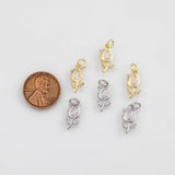 18K Gold PVD Flower Rose Charm 6x15mm Charm s White Gold Charms - Tarnish Resistant